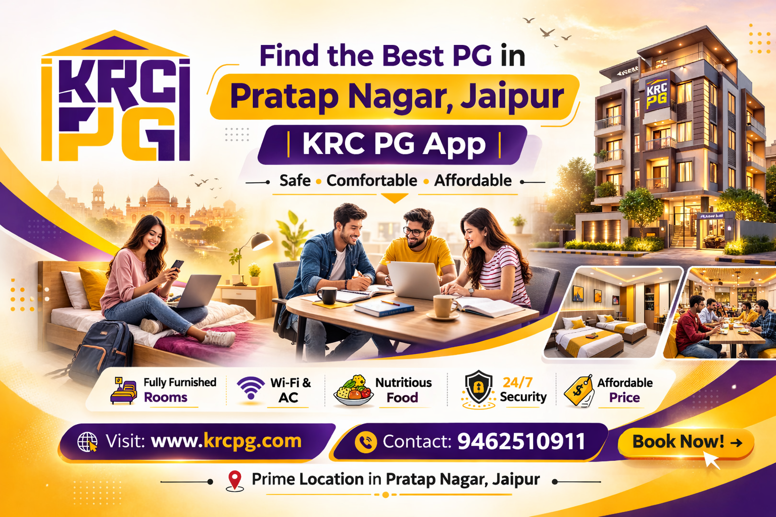 Find Best PG in Pratap Nagar Jaipur – Boys & Girls PG | KRC PG App