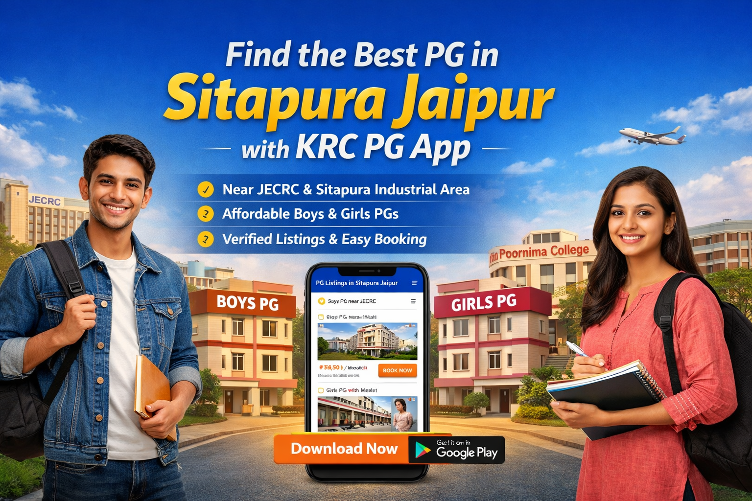 Best PG in Sitapura Jaipur | Affordable Boys & Girls PG Near Sitapura – KRC PG App
