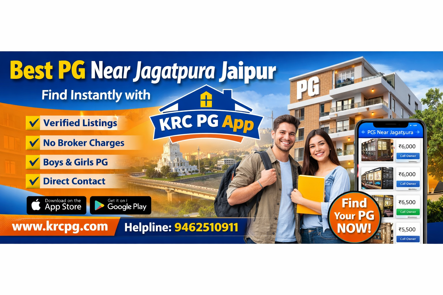Best PG Near Jagatpura Jaipur | Find Verified PG Instantly with KRC PG App