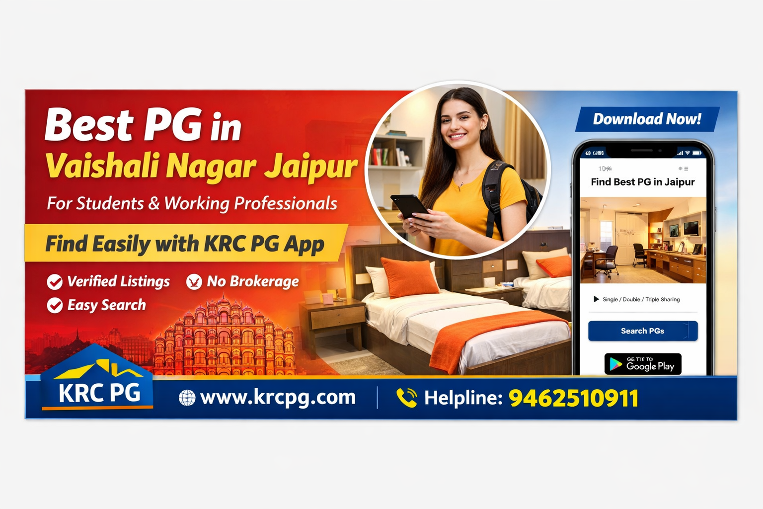 Best PG in Vaishali Nagar Jaipur for Students & Working Professionals – Find Easily with KRC PG App