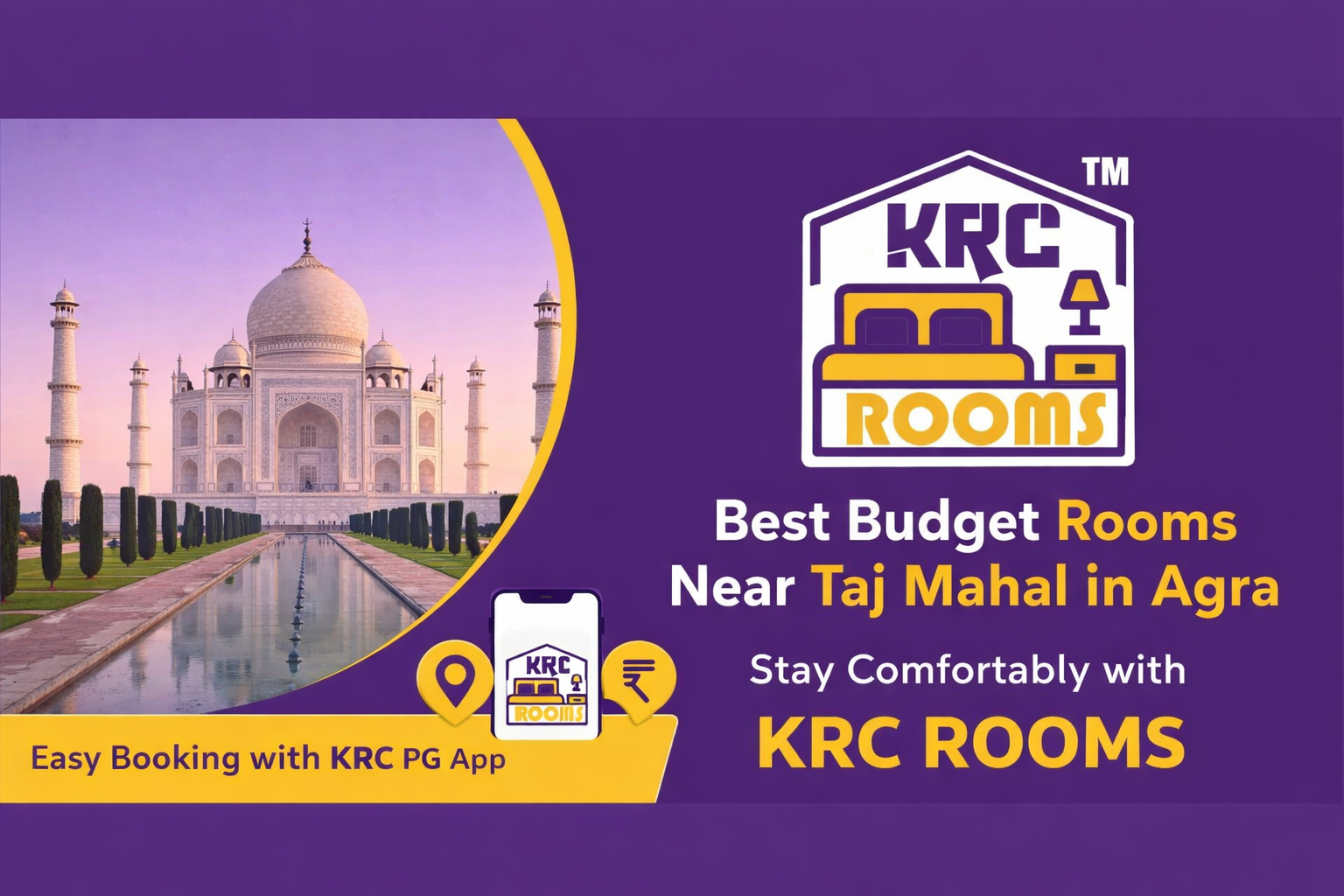 Best Budget Rooms Near Taj Mahal in Agra | Book Easily with KRC PG App