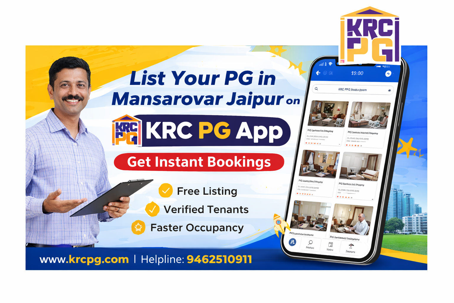 List Your PG in Mansarovar Jaipur on KRC PG App & Get Instant Bookings